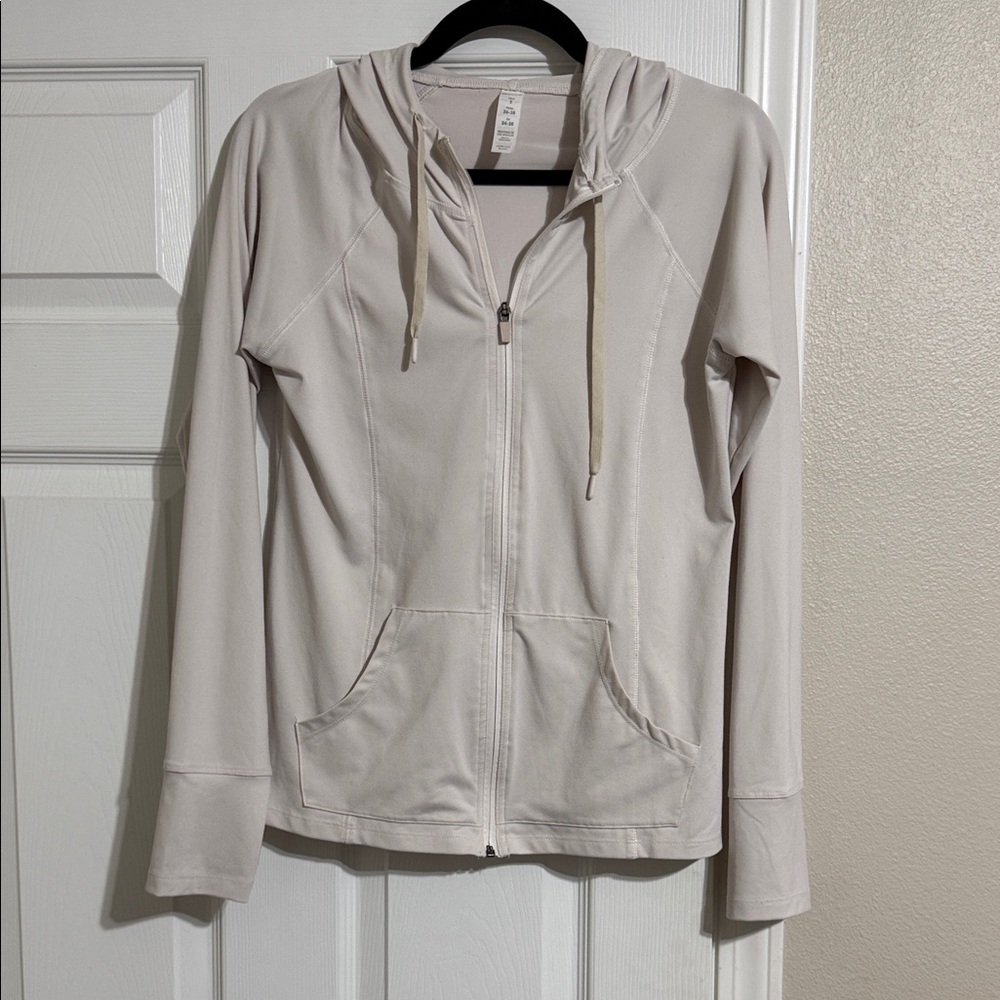 Marika Light Beige Full-Zip Hoodie